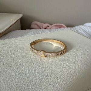 Elegant Gold and Silver Bracelet with Crystals